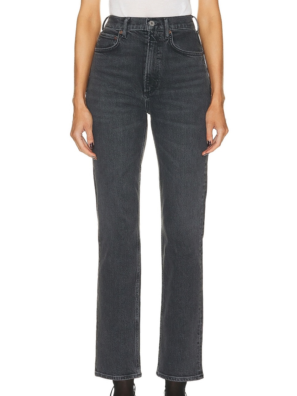 Agolde Black Washed Straight Leg Jeans